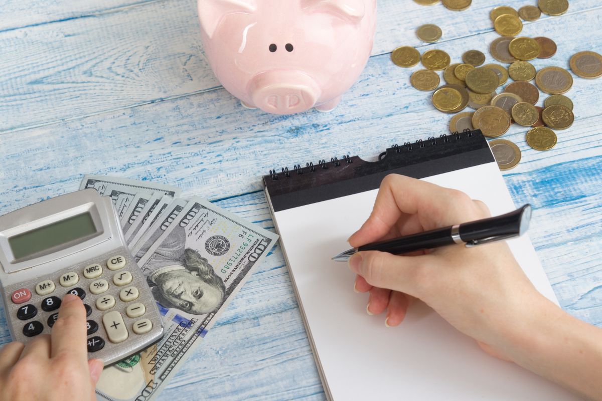 A picture of someone tracking their savings. 