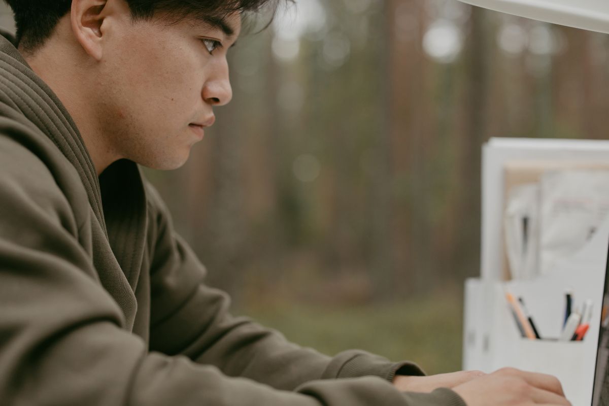 A picture of someone looking serious.