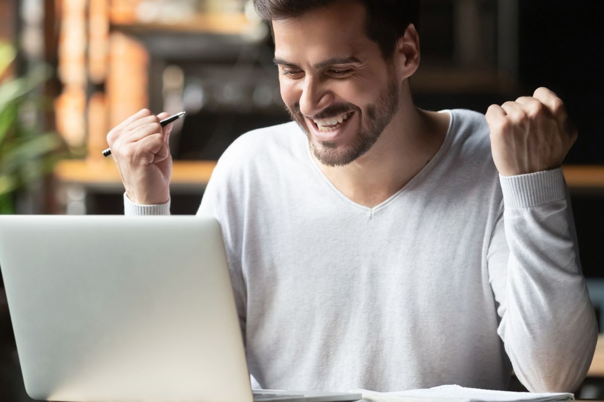 A picture of someone looking excited.
