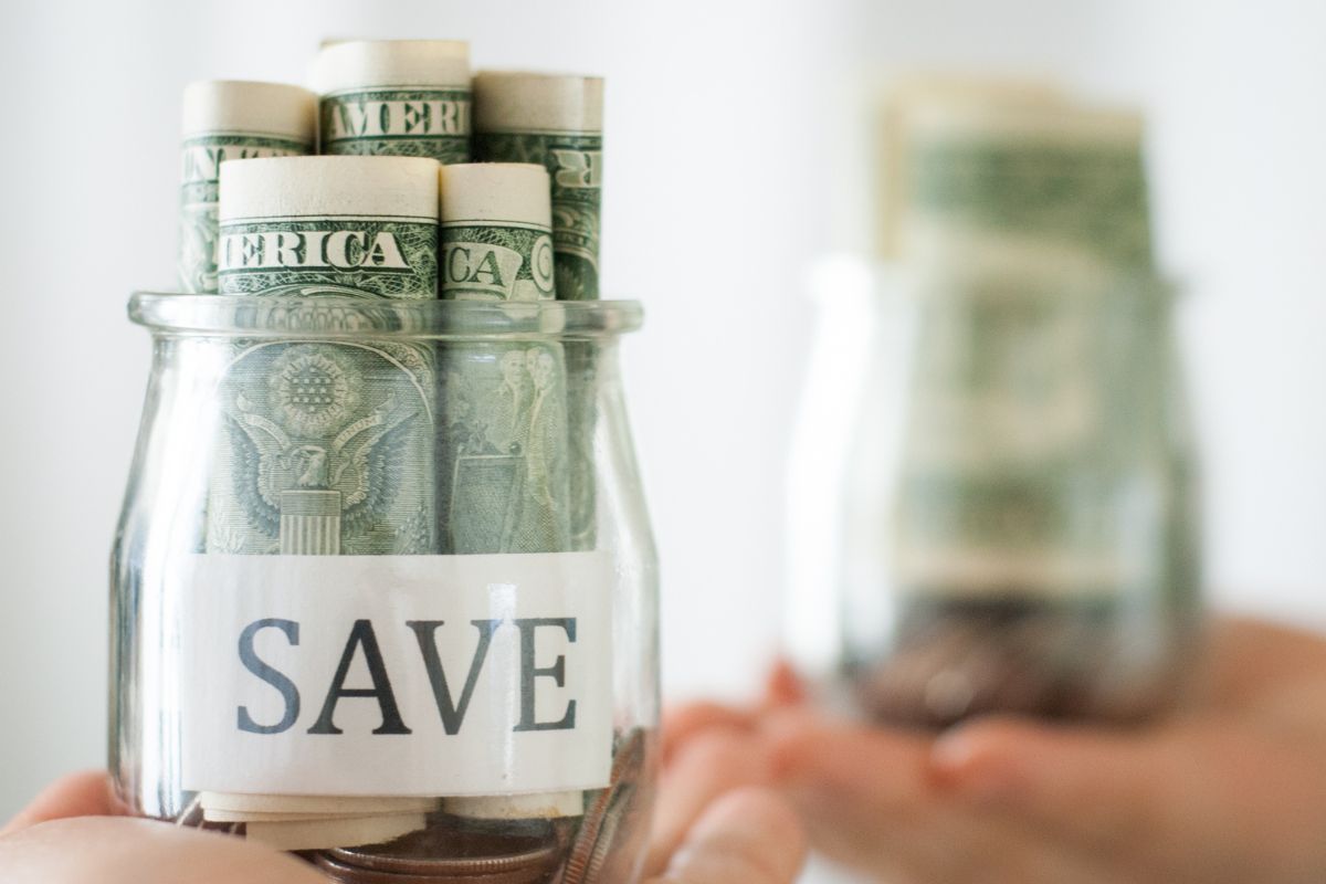 A picture of a full savings jar. 