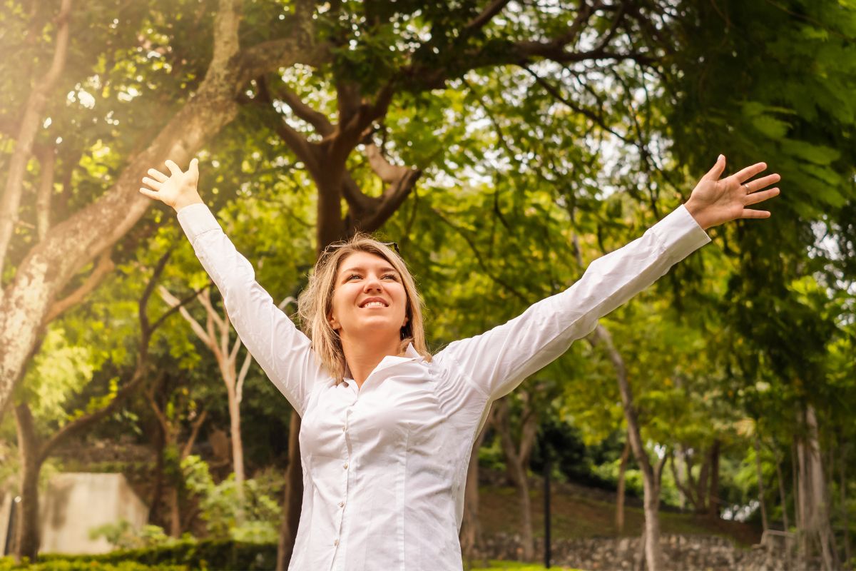 A picture of someone feeling free. 