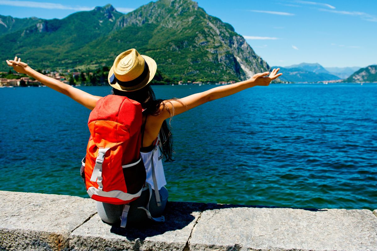 A picture of someone traveling. 