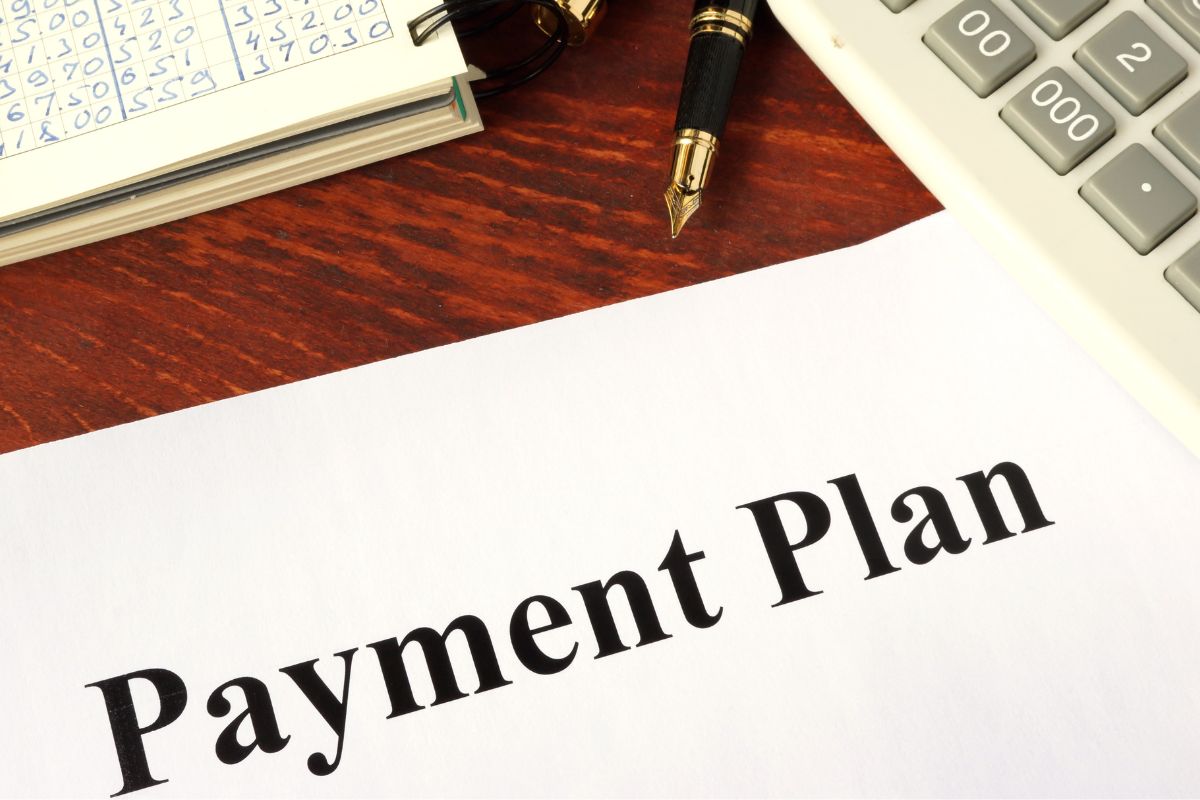 A picture of a payment plan. 