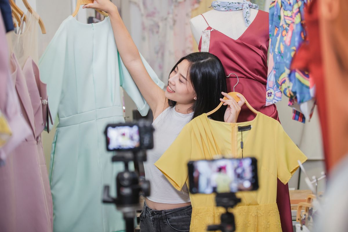 A picture of someone selling their tops online. 