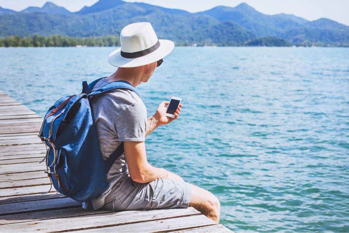 A picture of someone resting on a port. 