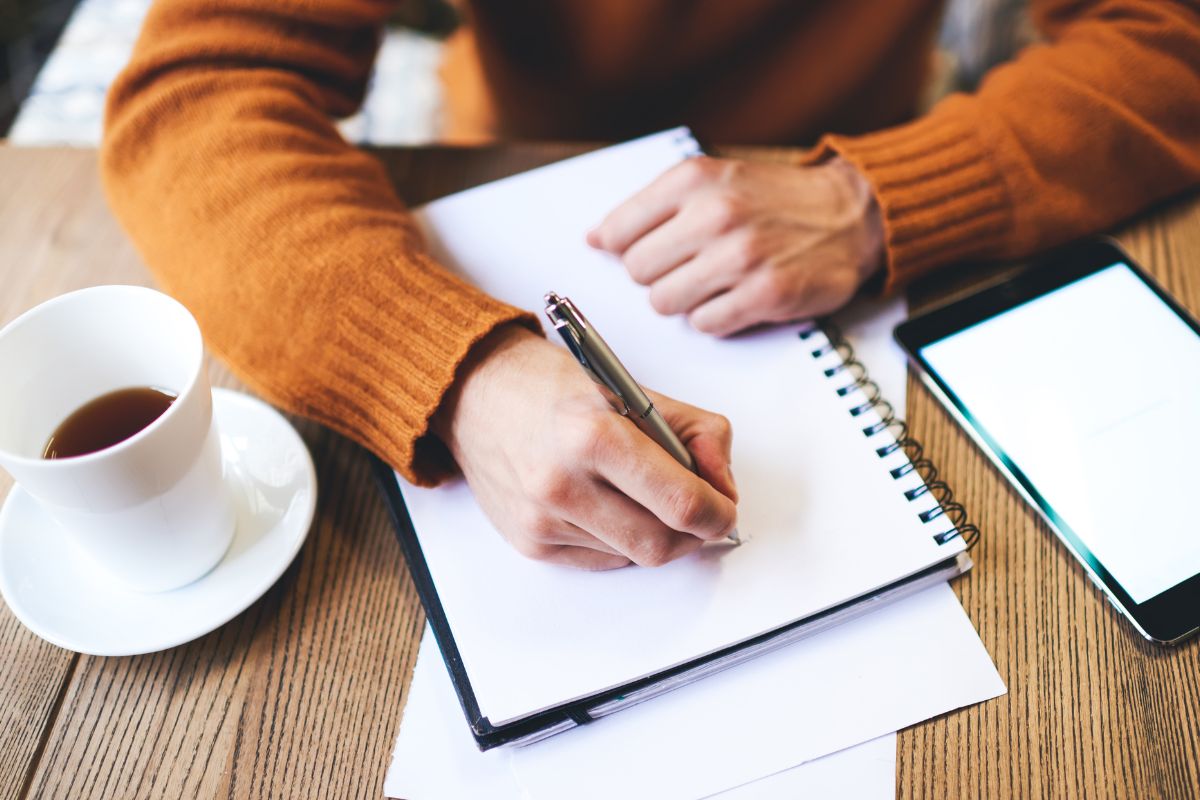 Picture of a person writing a story.
