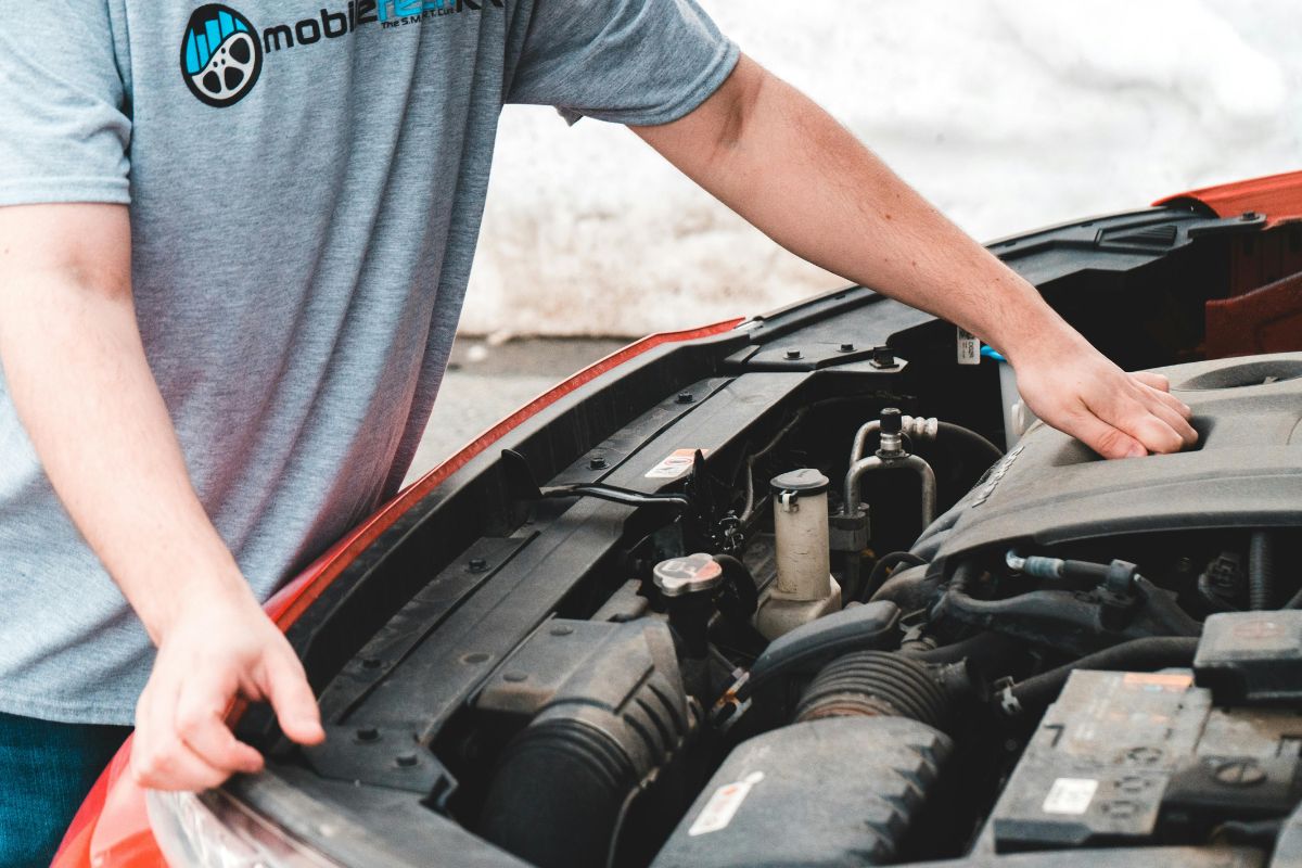 Picture of checking the engine.