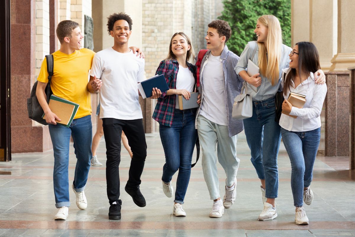 Picture of friends exploring their campus.