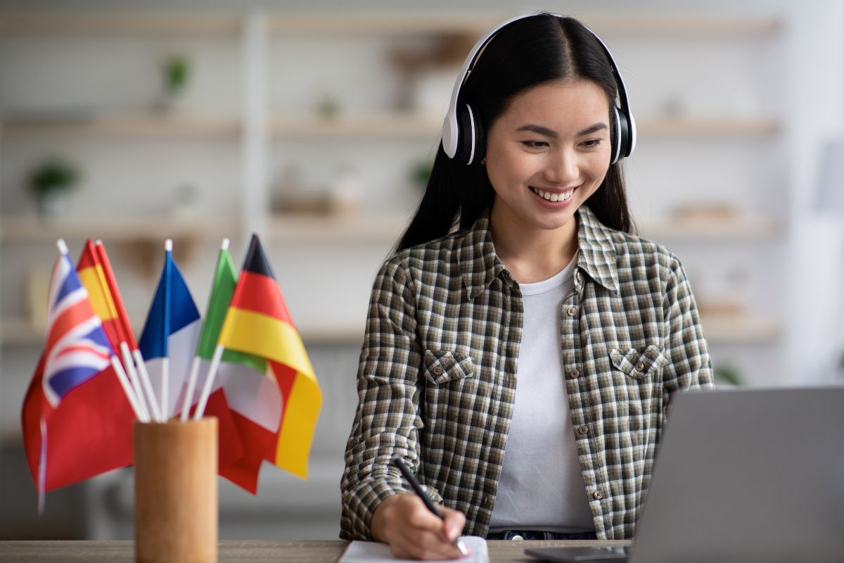 Picture of a person learning new languages. 