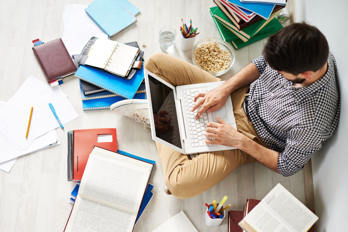 A picture of someone researching. 