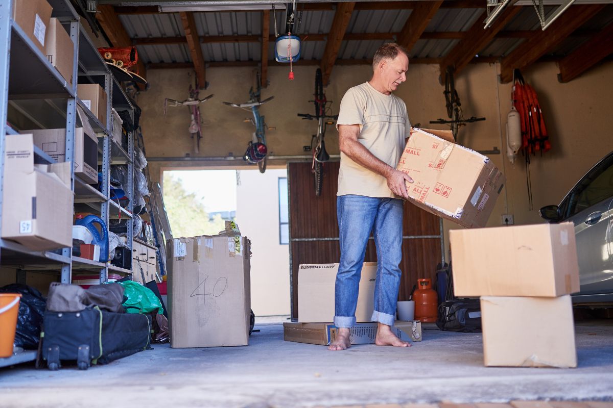 A picture of someone in their garage.