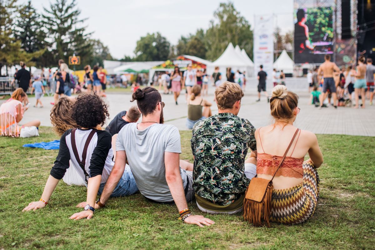 A picture of friends in a local festival. 