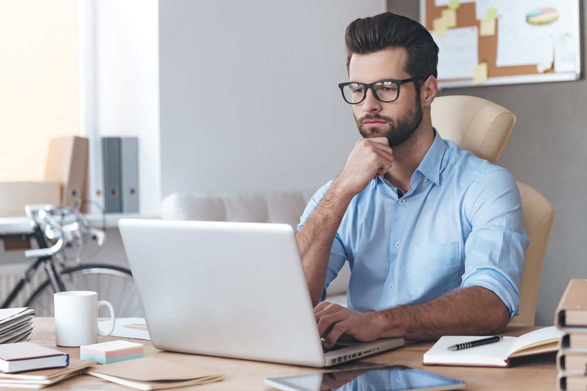A picture of someone working. 