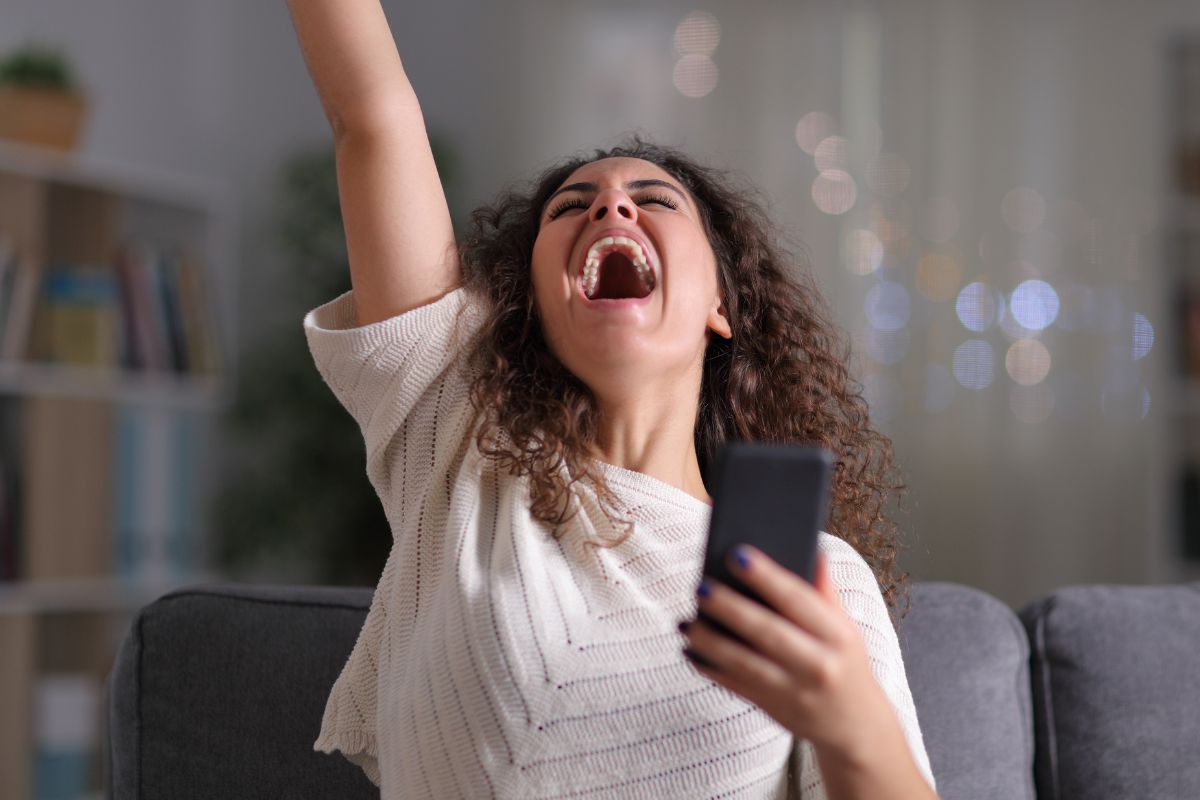 A picture of someone celebrating. 
