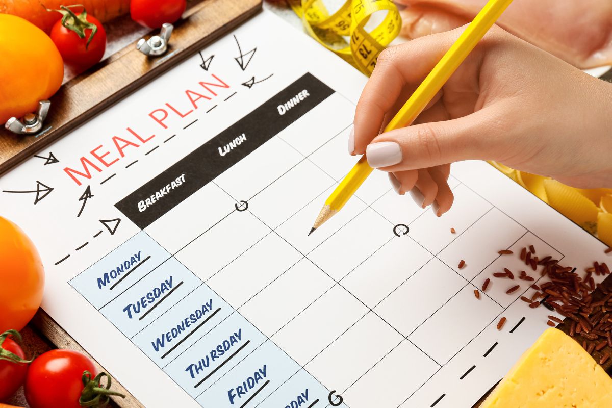 A picture of a meal plan. 
