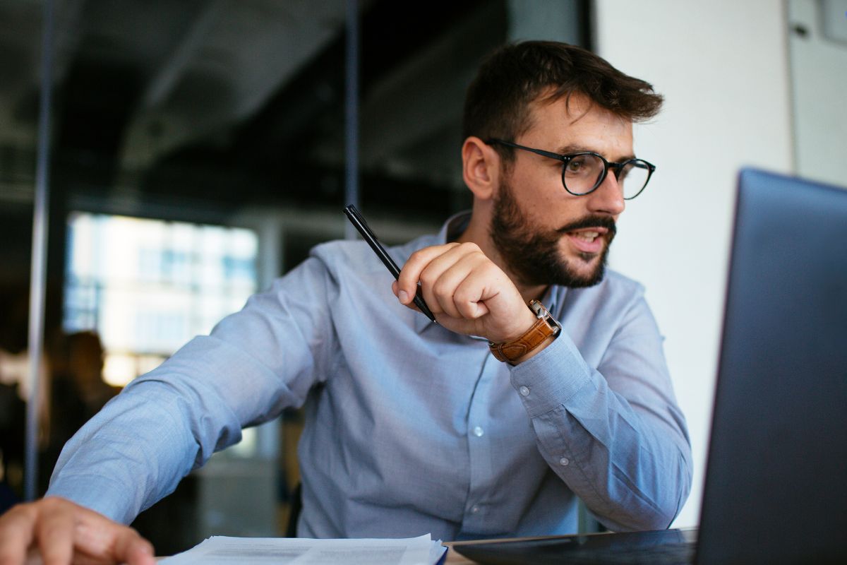 A picture of someone analyzing something. 
