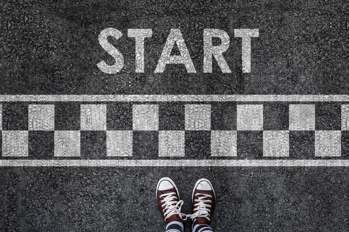 A picture of a starting line.