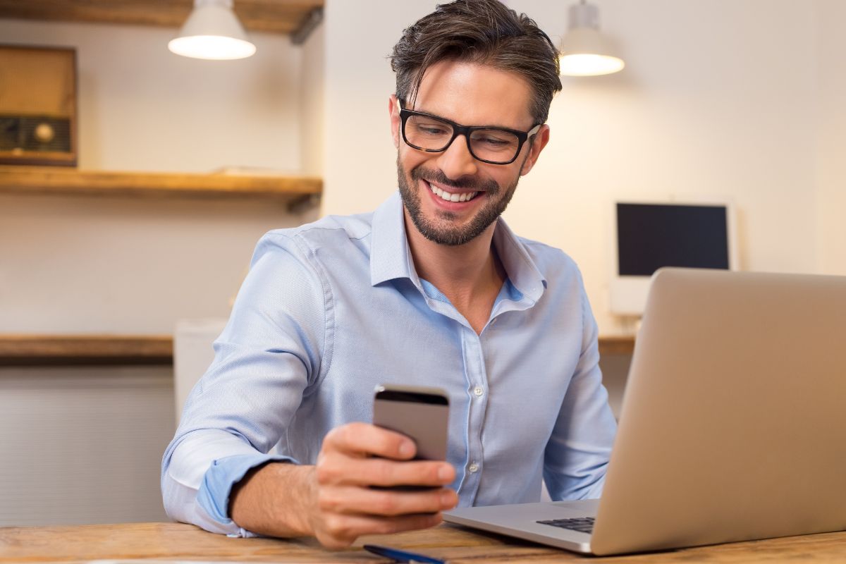 A picture of someone checking their phone. 