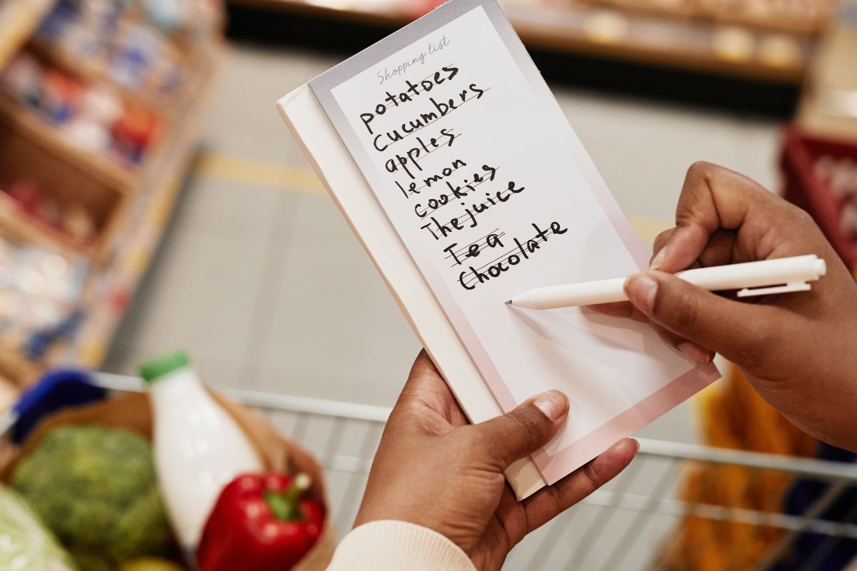 A picture of a grocery list. 