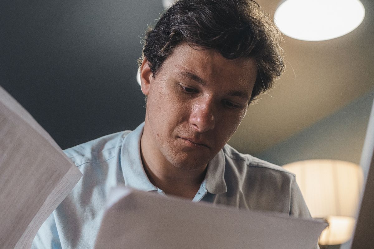 A picture of someone looking at their finances.