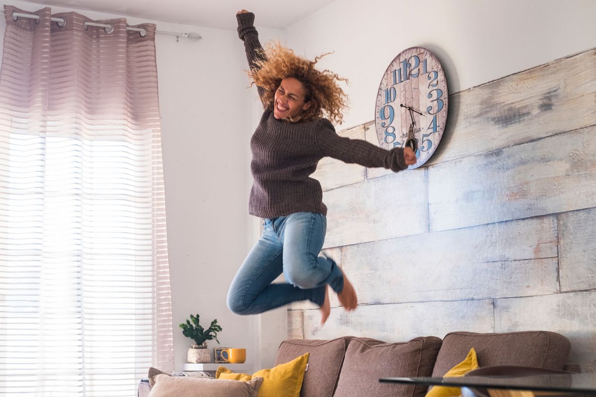 A picture of someone celebrating. 