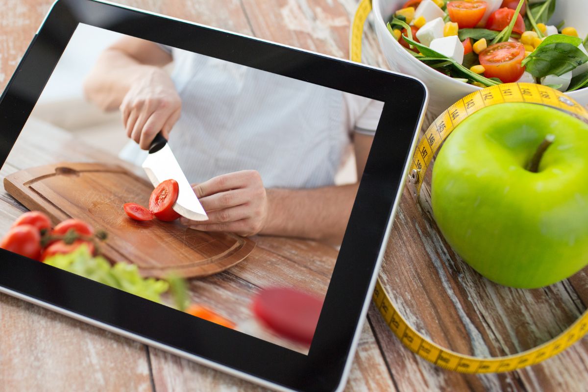 A picture of a cooking video.