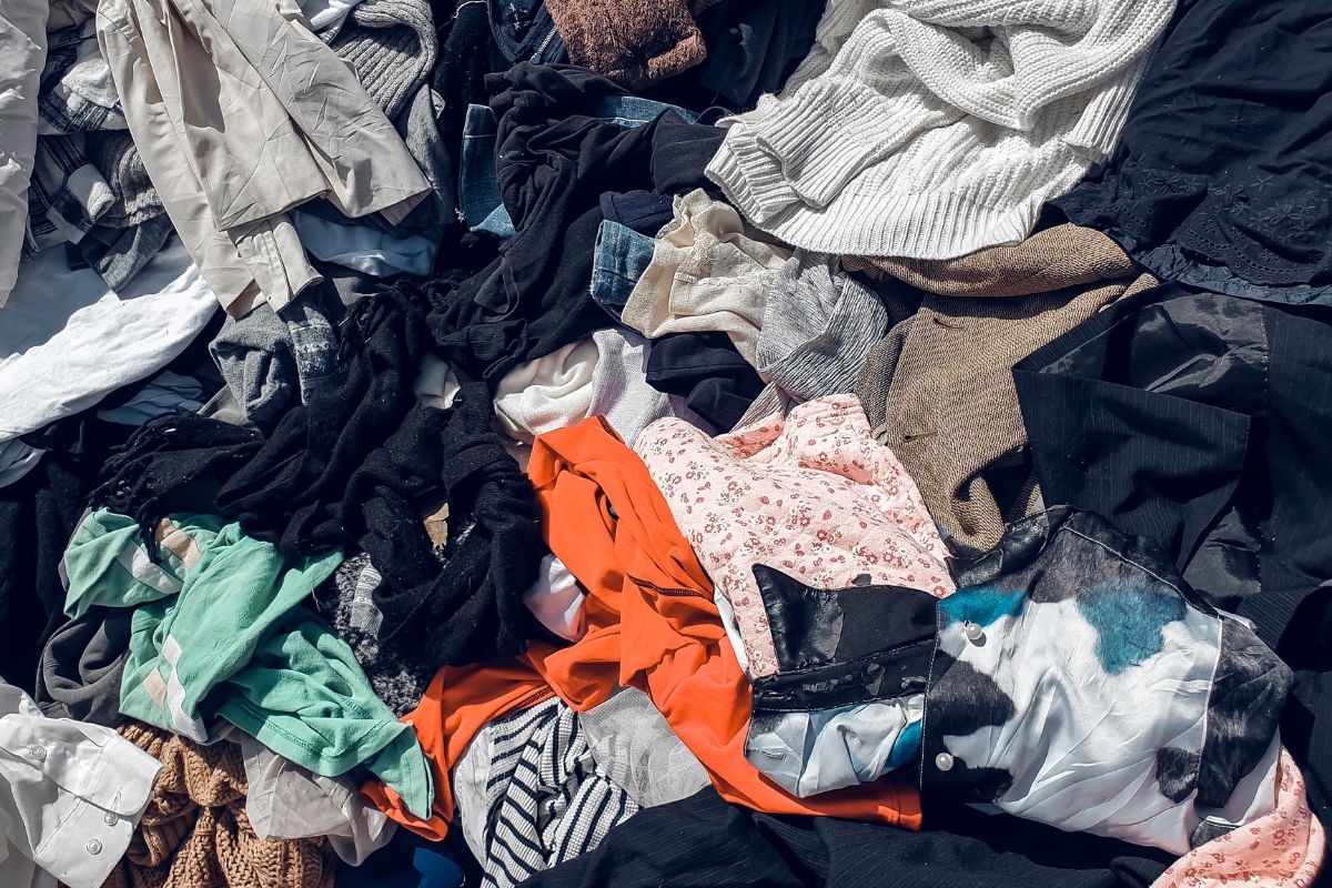 A picture of a pile of used clothes. 