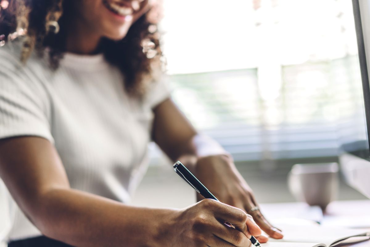 A picture of someone writing something.