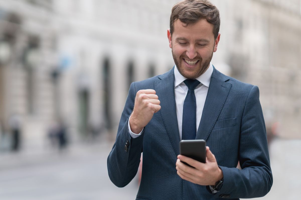 A picture of someone celebrating. 