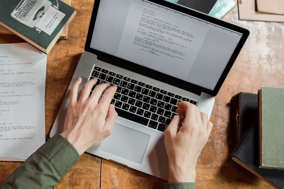 A picture of someone making a story.