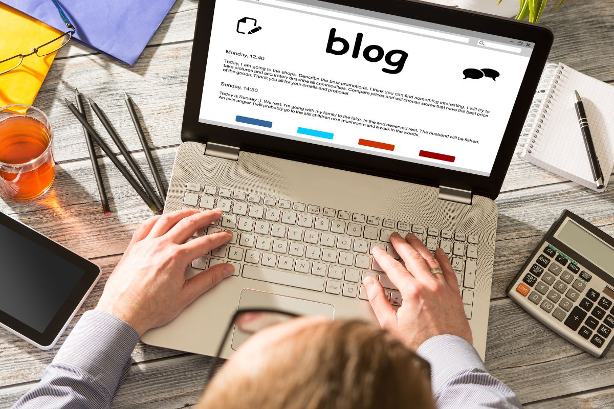 A picture of someone making a blog. 