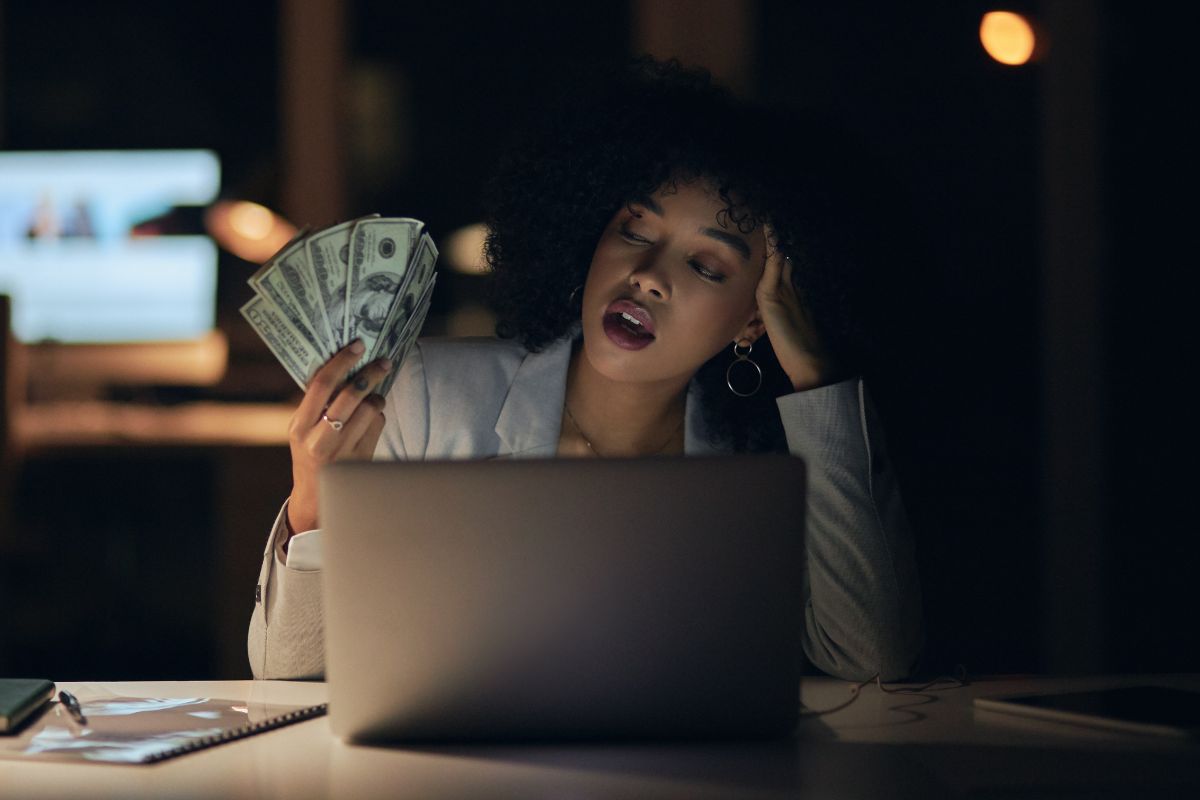 A picture of someone working hard. 