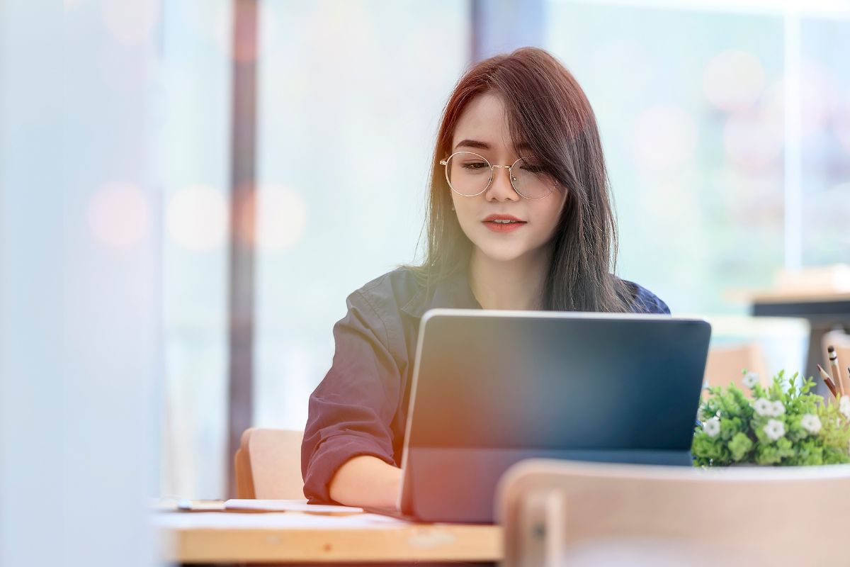 A picture of someone working. 