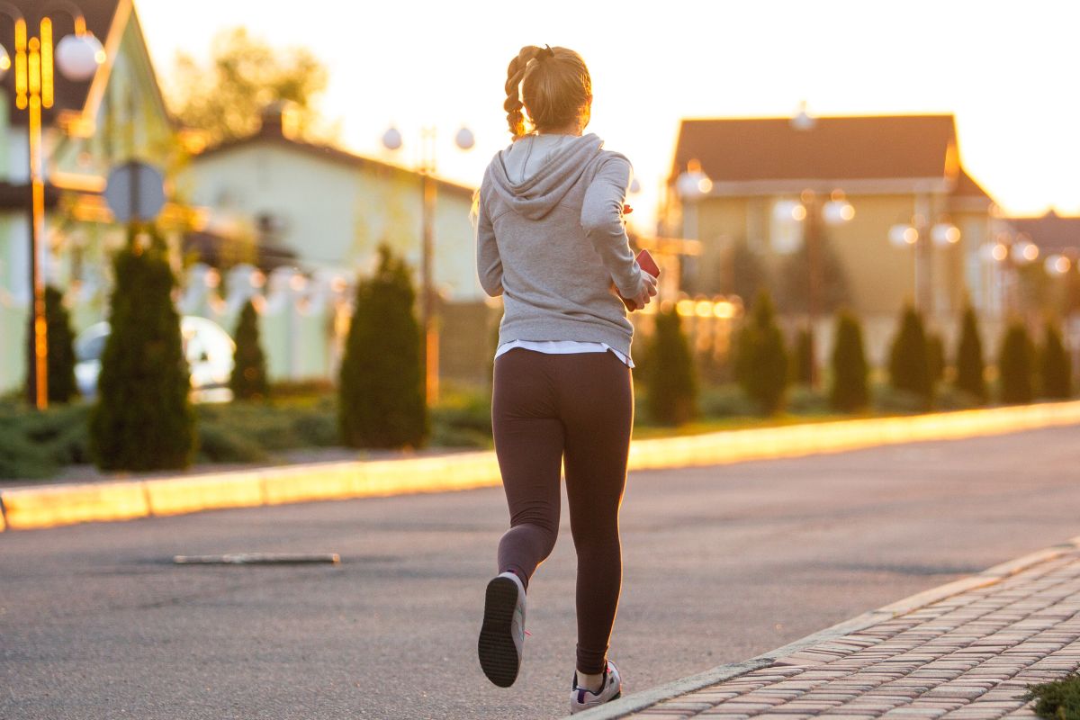 A picture of someone jogging. 
