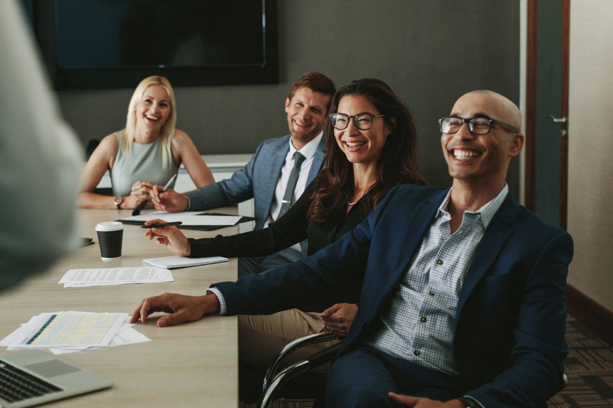 A picture of people smiling.