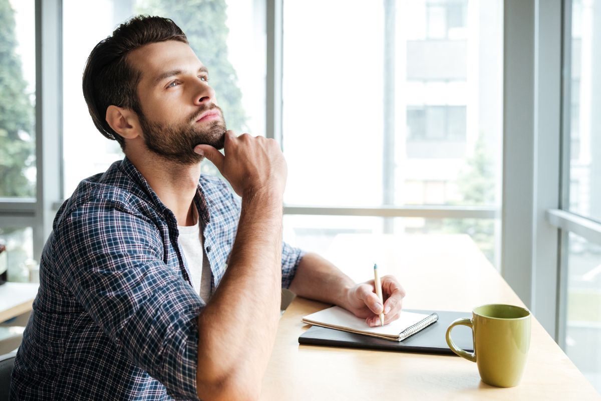 A picture of a person thinking.