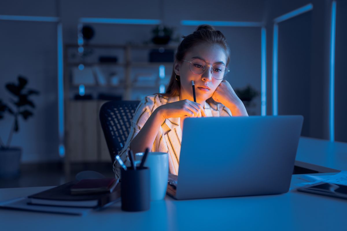 A picture of someone working.