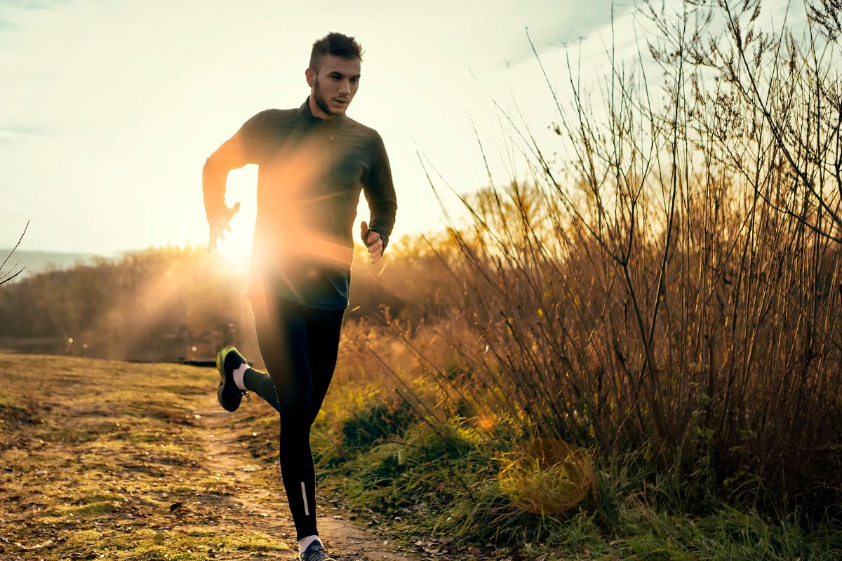 A picture of someone jogging.
