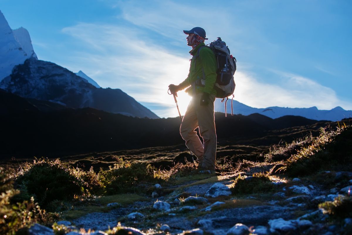 A picture of someone hiking.
