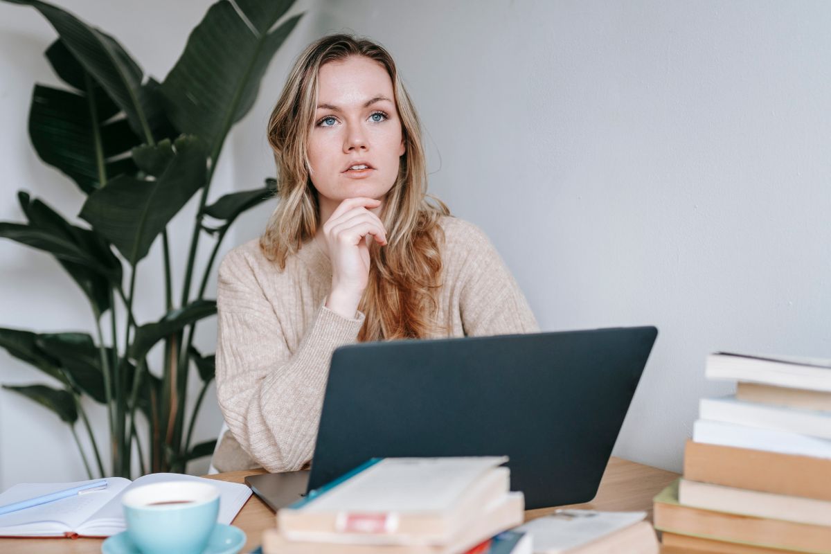 A picture of someone thinking. 