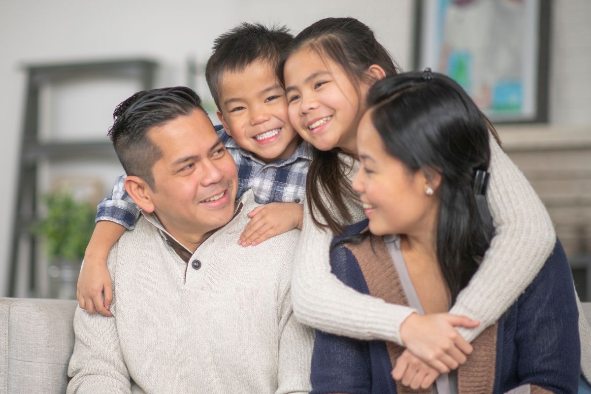 A picture of a happy family.