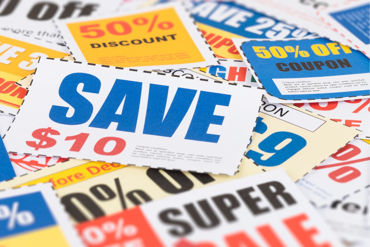 A picture of coupons. 