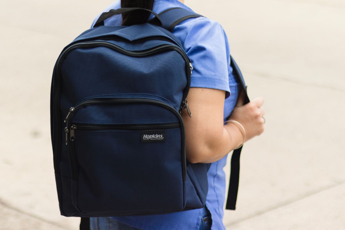 A picture of someone with a backpack.