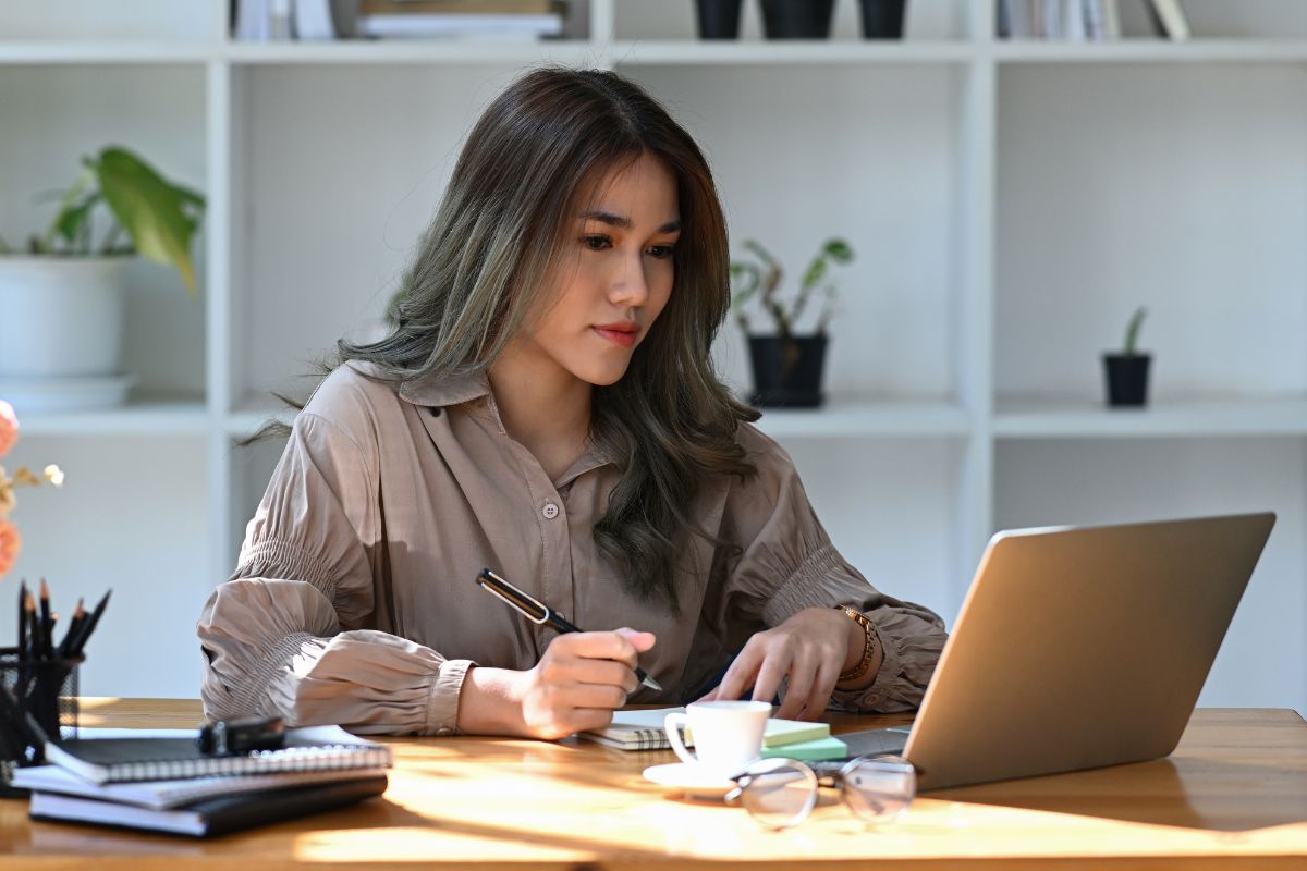 A picture of someone writing something.