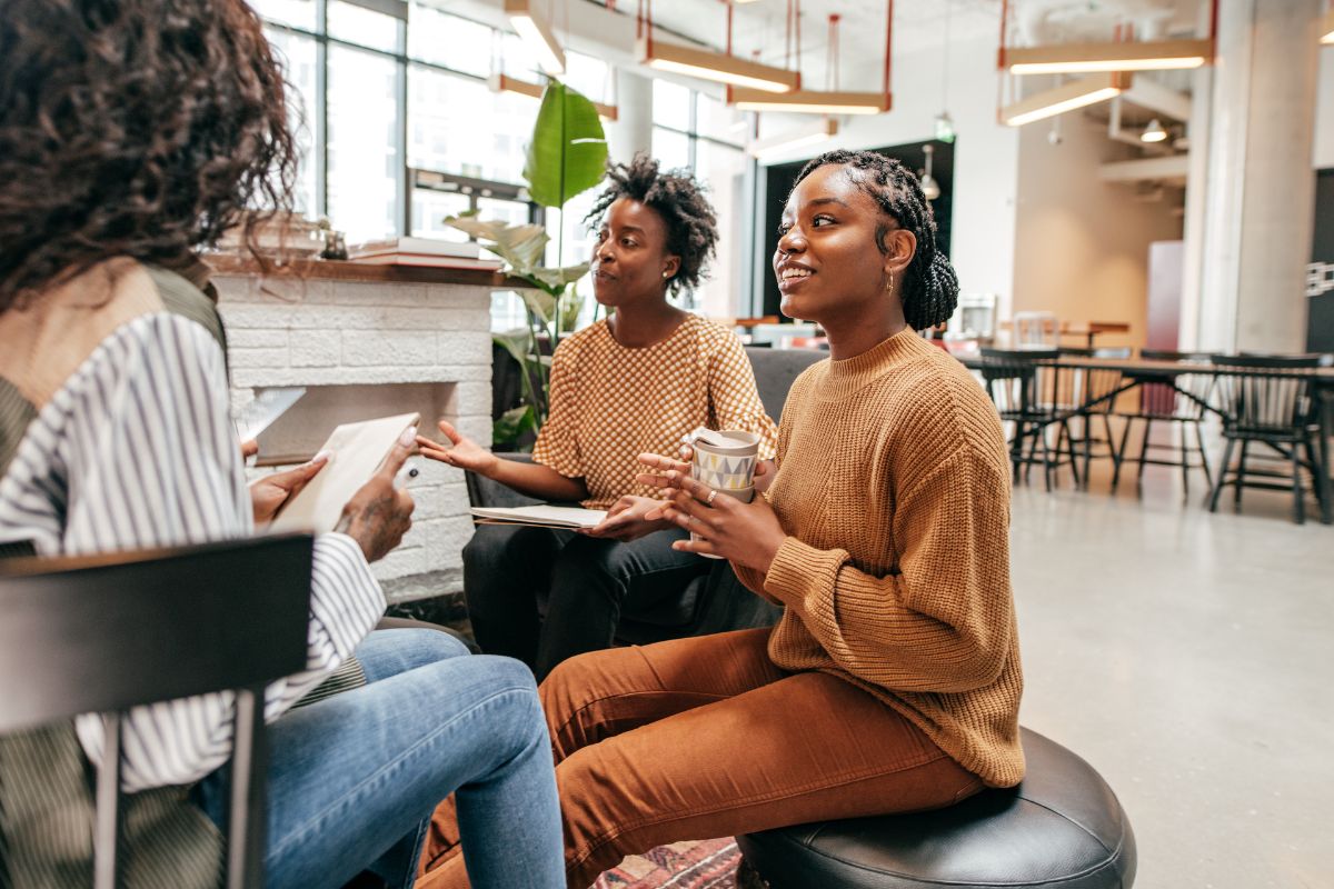 A picture of interns relaxing.