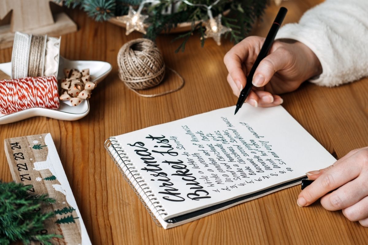 Picture of a Christmas bucket list.