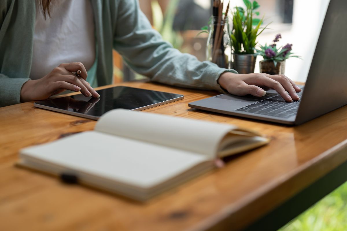 A picture of someone doing their homework.