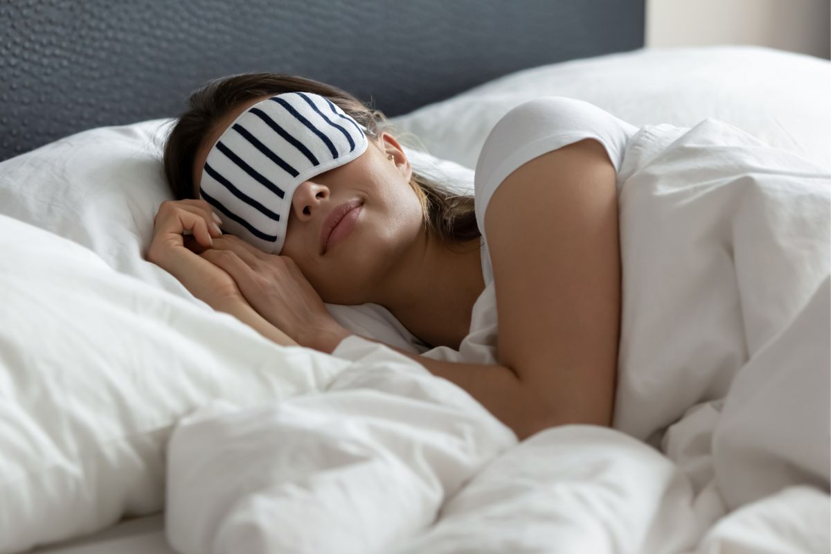 A picture of a sleeping person. 