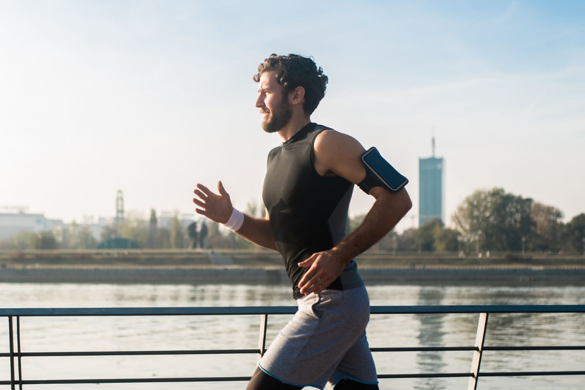 A picture of someone jogging.