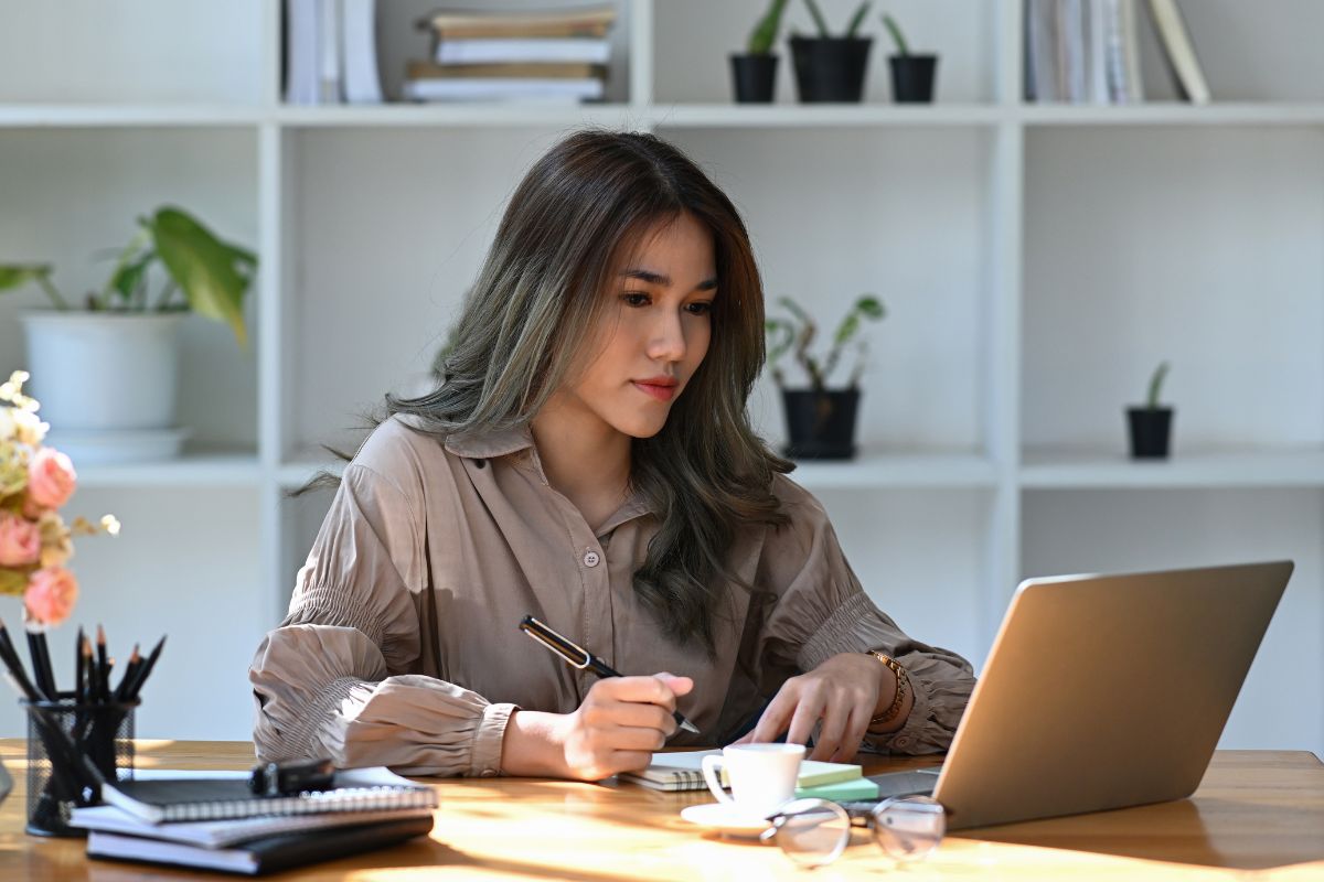 A picture of someone writing something.